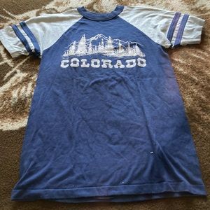 Vintage Navy Blue&Grey Medium COLORADO TREE TEE